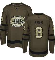 Youth Adidas Montreal Canadiens #8 Jordie Benn Premier Green Salute to Service NHL Jersey