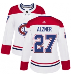 Women's Adidas Montreal Canadiens #27 Karl Alzner Authentic White Away NHL Jersey