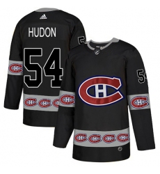 Men's Adidas Montreal Canadiens #54 Charles Hudon Authentic Black Team Logo Fashion NHL Jersey