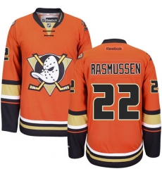Men's Reebok Anaheim Ducks #22 Dennis Rasmussen Premier Orange Third NHL Jersey