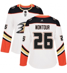 Women's Adidas Anaheim Ducks #26 Brandon Montour Authentic White Away NHL Jersey