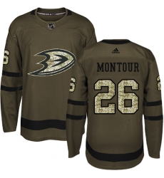 Youth Adidas Anaheim Ducks #26 Brandon Montour Premier Green Salute to Service NHL Jersey
