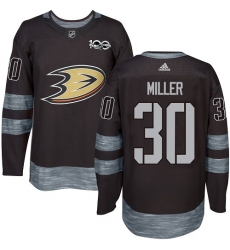 Men's Adidas Anaheim Ducks #30 Ryan Miller Premier Black 1917-2017 100th Anniversary NHL Jersey