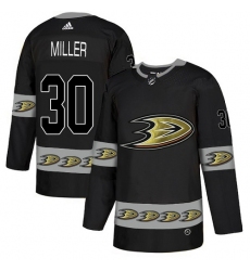 Men's Adidas Anaheim Ducks #30 Ryan Miller Premier Black Team Logo Fashion NHL Jersey
