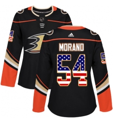 Women's Adidas Anaheim Ducks #54 Antoine Morand Authentic Black USA Flag Fashion NHL Jersey
