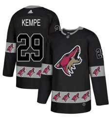 Men's Adidas Arizona Coyotes #29 Mario Kempe Authentic Black Team Logo Fashion NHL Jersey