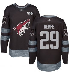Men's Adidas Arizona Coyotes #29 Mario Kempe Premier Black 1917-2017 100th Anniversary NHL Jersey