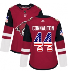 Women's Adidas Arizona Coyotes #44 Kevin Connauton Authentic Red USA Flag Fashion NHL Jersey