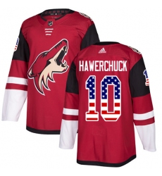 Men's Adidas Arizona Coyotes #10 Dale Hawerchuck Authentic Red USA Flag Fashion NHL Jersey