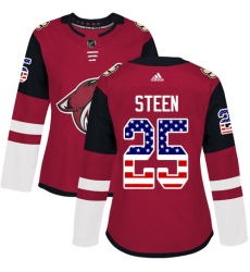 Women's Adidas Arizona Coyotes #25 Thomas Steen Authentic Red USA Flag Fashion NHL Jersey