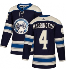 Men's Adidas Columbus Blue Jackets #4 Scott Harrington Authentic Navy Blue Alternate NHL Jersey