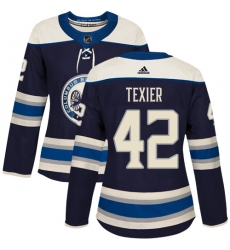 Women's Adidas Columbus Blue Jackets #42 Alexandre Texier Authentic Navy Blue Alternate NHL Jersey