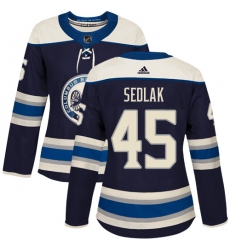 Women's Adidas Columbus Blue Jackets #45 Lukas Sedlak Authentic Navy Blue Alternate NHL Jersey