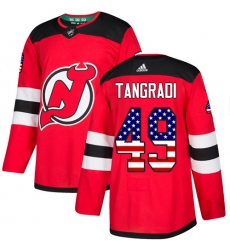 Men's Adidas New Jersey Devils #49 Eric Tangradi Authentic Red USA Flag Fashion NHL Jersey