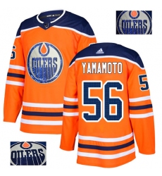 Men's Adidas Edmonton Oilers #56 Kailer Yamamoto Authentic Orange Fashion Gold NHL Jersey