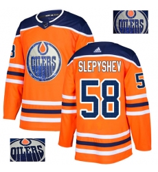 Men's Adidas Edmonton Oilers #58 Anton Slepyshev Authentic Orange Fashion Gold NHL Jersey