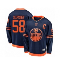 Youth Edmonton Oilers #58 Anton Slepyshev Authentic Navy Blue Alternate Fanatics Branded Breakaway Hockey Jersey