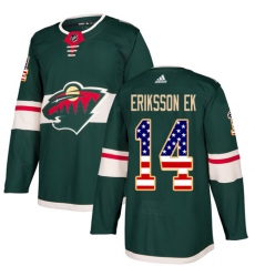 Youth Adidas Minnesota Wild #14 Joel Eriksson Ek Authentic Green USA Flag Fashion NHL Jersey