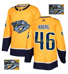 Men's Adidas Nashville Predators #46 Pontus Aberg Authentic Gold Fashion Gold NHL Jersey