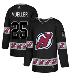 Men's Adidas New Jersey Devils #25 Mirco Mueller Authentic Black Team Logo Fashion NHL Jersey