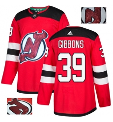 Men's Adidas New Jersey Devils #39 Brian Gibbons Authentic Red Fashion Gold NHL Jersey