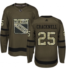 Youth Adidas New York Rangers #25 Adam Cracknell Authentic Green Salute to Service NHL Jersey