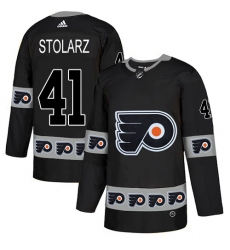 Men's Adidas Philadelphia Flyers #41 Anthony Stolarz Authentic Black Team Logo Fashion NHL Jersey