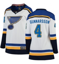 Women's St. Louis Blues #4 Carl Gunnarsson Fanatics Branded White Away Breakaway NHL Jersey