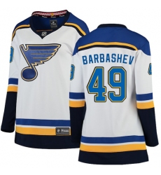 Women's St. Louis Blues #49 Ivan Barbashev Fanatics Branded White Away Breakaway NHL Jersey