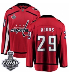 Men's Washington Capitals #29 Christian Djoos Fanatics Branded Red Home Breakaway 2018 Stanley Cup Final NHL Jersey