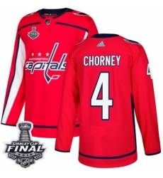 Men's Adidas Washington Capitals #4 Taylor Chorney Authentic Red Home 2018 Stanley Cup Final NHL Jersey