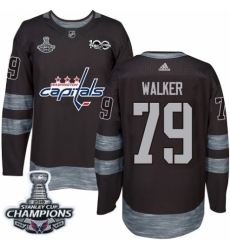 Men's Adidas Washington Capitals #79 Nathan Walker Authentic Black 1917-2017 100th Anniversary 2018 Stanley Cup Final Champions NHL Jersey