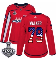 Women's Adidas Washington Capitals #79 Nathan Walker Authentic Red USA Flag Fashion 2018 Stanley Cup Final NHL Jersey