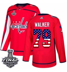 Youth Adidas Washington Capitals #79 Nathan Walker Authentic Red USA Flag Fashion 2018 Stanley Cup Final NHL Jersey