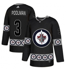Men's Adidas Winnipeg Jets #3 Tucker Poolman Authentic Black Team Logo Fashion NHL Jersey