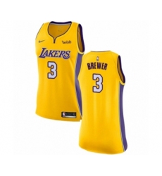 Women's Los Angeles Lakers #3 Corey Brewer Authentic Gold Home Basketball Jersey - Icon Edition