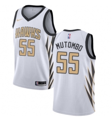 Youth Nike Atlanta Hawks #55 Dikembe Mutombo Swingman White NBA Jersey - City Edition