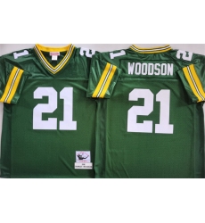 Men's Green Bay Packers #21 Charles Woodson Green Throwback Stitched Football Jersey