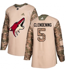 Men's Adidas Arizona Coyotes #5 Adam Clendening Authentic Camo Veterans Day Practice NHL Jersey