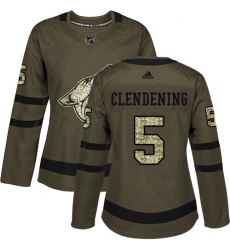Women's Adidas Arizona Coyotes #5 Adam Clendening Authentic Green Salute to Service NHL Jersey