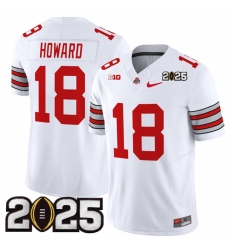 Men's Ohio State Buckeyes #18 Will Howard White 2025 CFP Final F.U.S.E. Vapor Limited Stitched Football Jersey