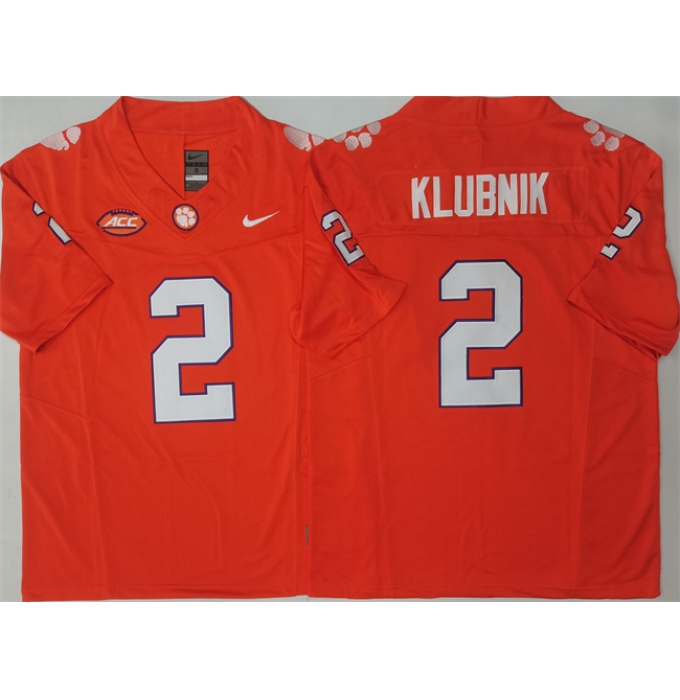 Men's Clemson Tigers #2 Cade Klubnik Orange F.U.S.E. Stitched Football Jersey