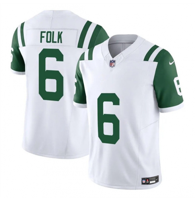 Men's New York Jets #6 Nick Folk White 2025 F.U.S.E. Classic Alternate Vapor Untouchable Limited Football Stitched Jersey