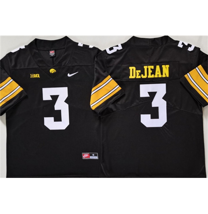 Men's Iowa Hawkeyes #3 Cooper DeJean Black Stitched Jersey