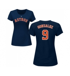 MLB Women's Nike Houston Astros #9 Marwin Gonzalez Navy Blue Name & Number T-Shirt