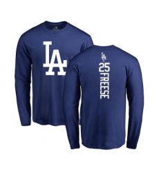 Baseball Los Angeles Dodgers #25 David Freese Royal Blue Backer Long Sleeve T-Shirt