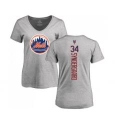 MLB Women's Nike New York Mets #34 Noah Syndergaard Ash Backer T-Shirt