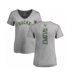 Basketball Women's Milwaukee Bucks #42 Robin Lopez Ash Backer T-Shirt