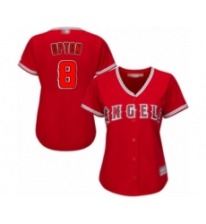 Women's Los Angeles Angels of Anaheim #8 Justin Upton Authentic Red Alternate Baseball Jersey