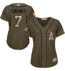 Women's Majestic Los Angeles Angels of Anaheim #7 Zack Cozart Authentic Green Salute to Service MLB Jersey